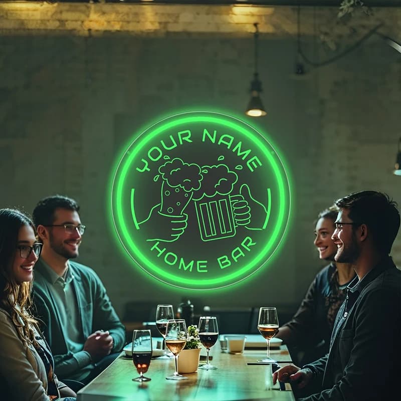 Insegna al neon a LED personalizzata con logo Cheers - Luce decorativa rotonda personalizzata, insegna luminosa a parete per bar, pub