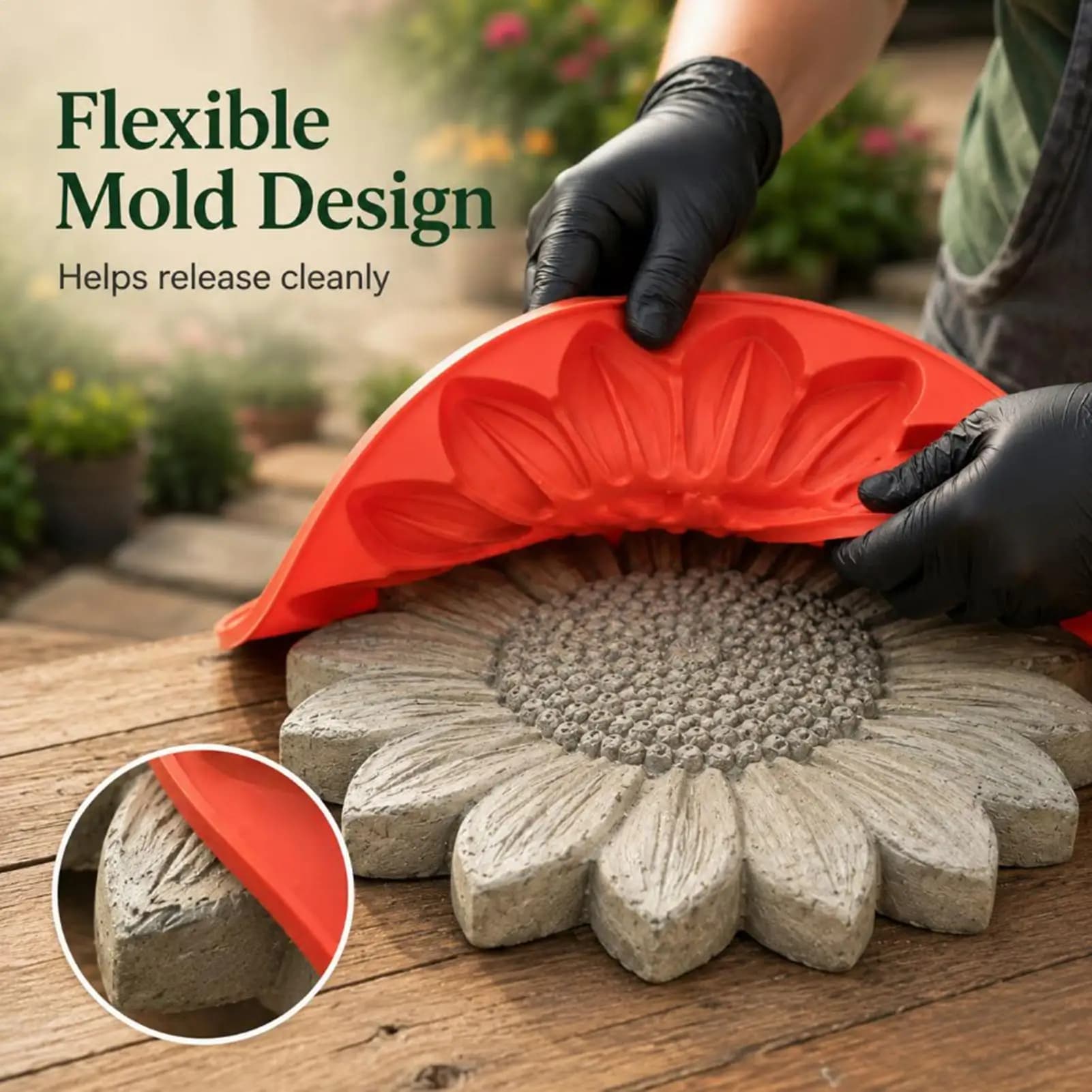 Sunflower Stepping Stone Mold DIY Silicone Flower Shaped Cement Concrete Casting Mold Garden Walkways Landscaping Decor