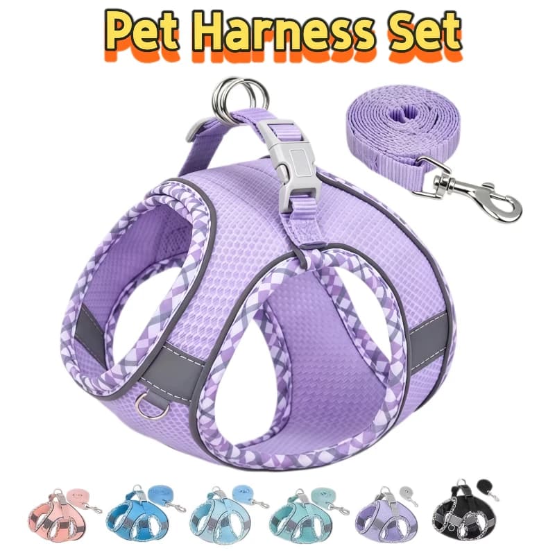 Pet Dog Harness and Leash Set for Small Medium Dog Outdoor Walking Reflective Adjustable Cat Vest Harness Chihuahua Pet Supplies