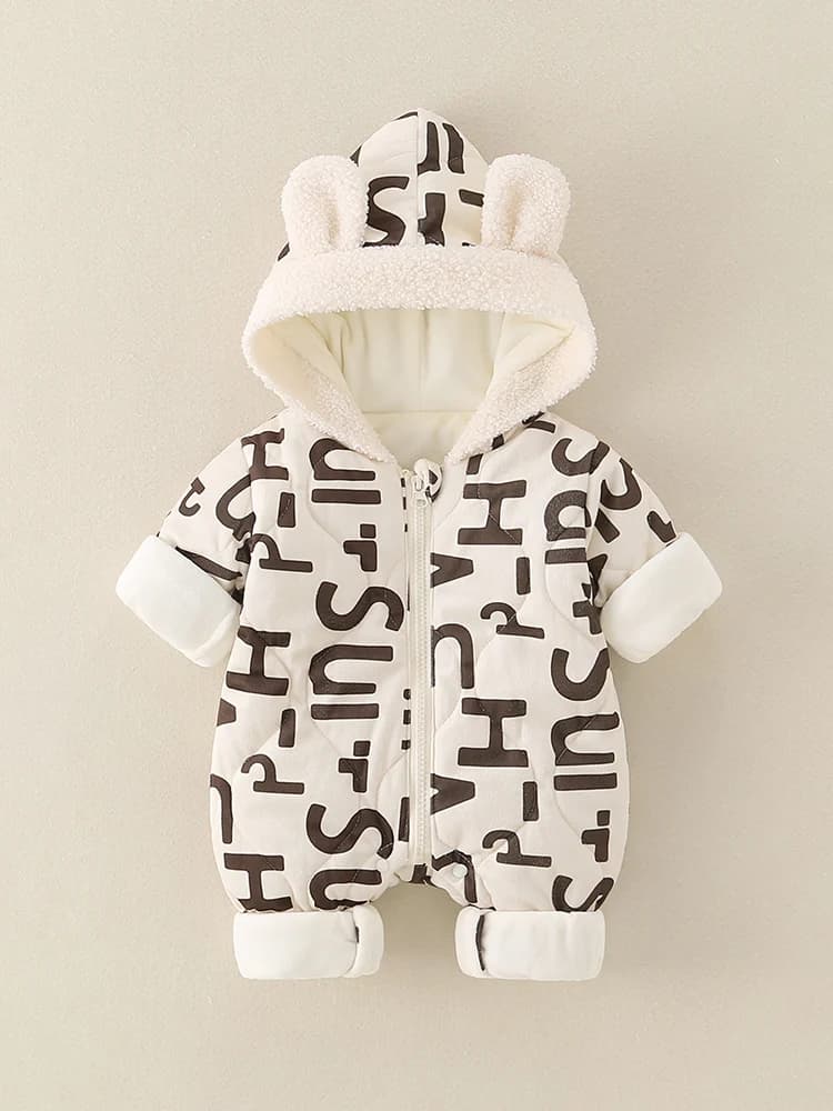 Baby Clothes Autumn Winter Fleece Lined Outfit Warmth Baby Romper Coat Thin Cotton Crawler Suit Korean Style Commute Wear