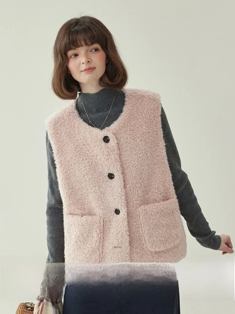 Gilet in Pelliccia Reversibile da Donna, Top Dolce per Stratificazione, AMUU Original North Island, Nuovo Stile Invernale, Antivento per il Pendolarismo