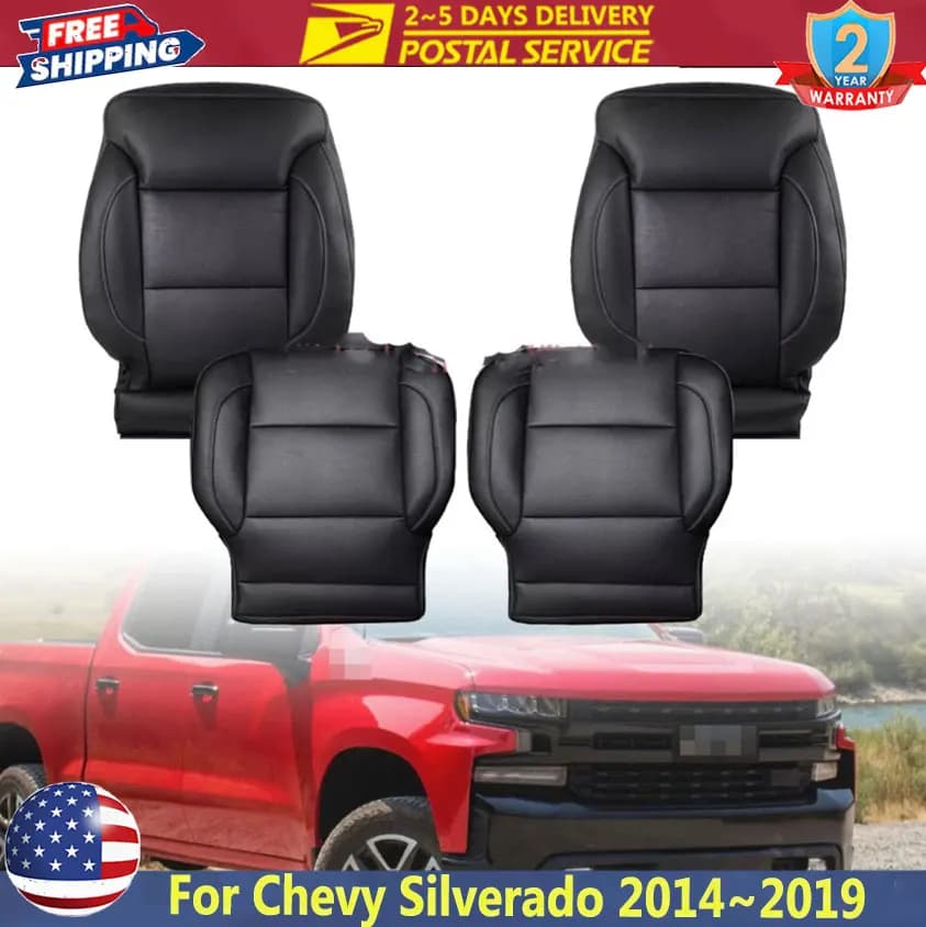 4PCS Coprisedile per auto Sedile in pelle per Chevy Silverado/GMC Sierra 2014 ~ 2019 Driver e passeggero PERF Coprisedile in pelle di ricambio