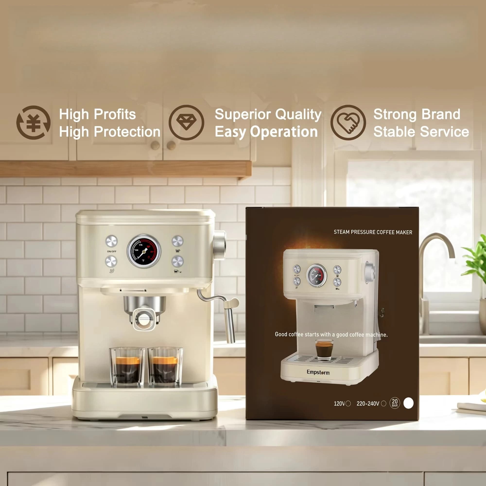 For 04E High Quality New Design Semi-automatic Espresso Machine 20 Bars Pressure Electric Coffee Maker for Home Use