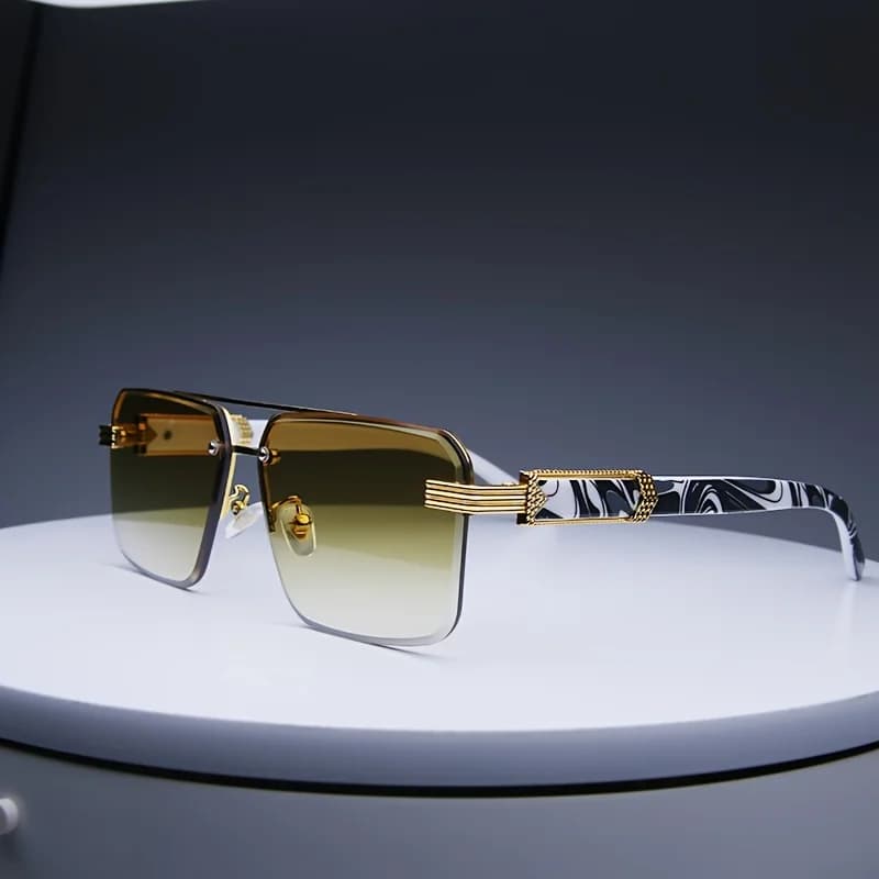Occhiali da Sole Senza Montatura alla Moda per Donne e Uomini, Occhiali da Sole Classici Quadrati Senza Telaio, Protezione UV400 per Viaggi