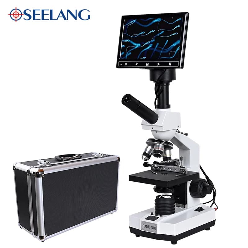 TV tipo di Laboratorio Professionale sperma biologico HD Binoculare microscopio zoom 2000X + USB 5MP elettronico digitale oculare + 7-pollici LCD