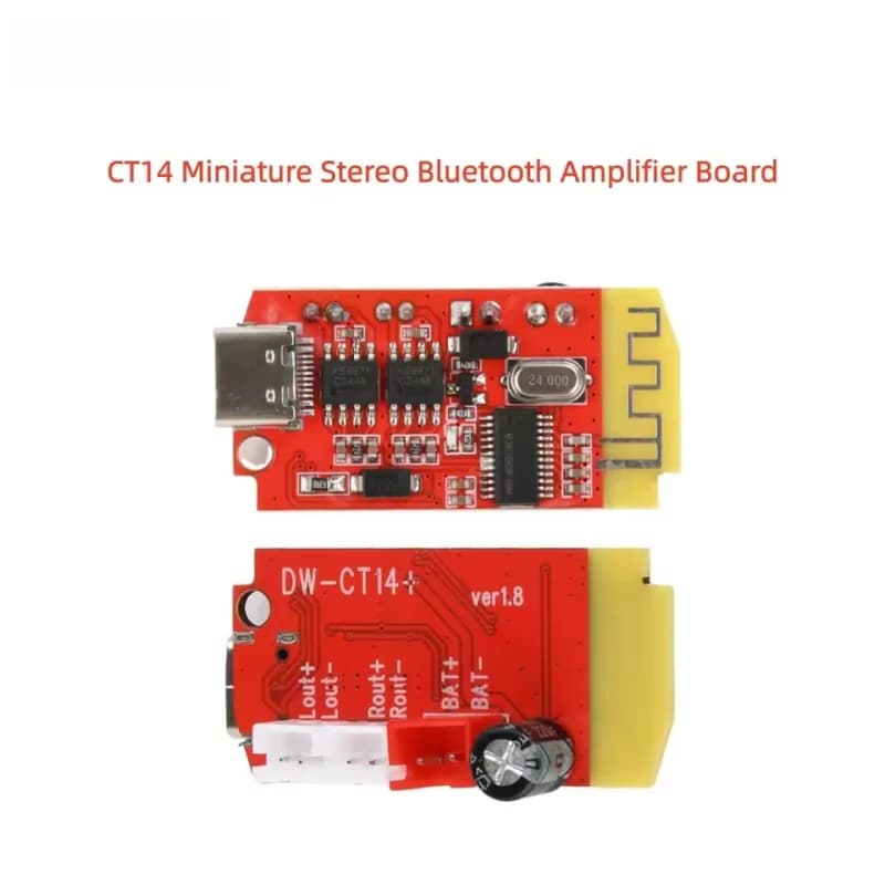Scheda amplificatore di potenza Bluetooth stereo CT14 mini 4.2 modulo audio Classe F 5W+5W con ricarica integrata - Altoparlante modificabile fai-da-te