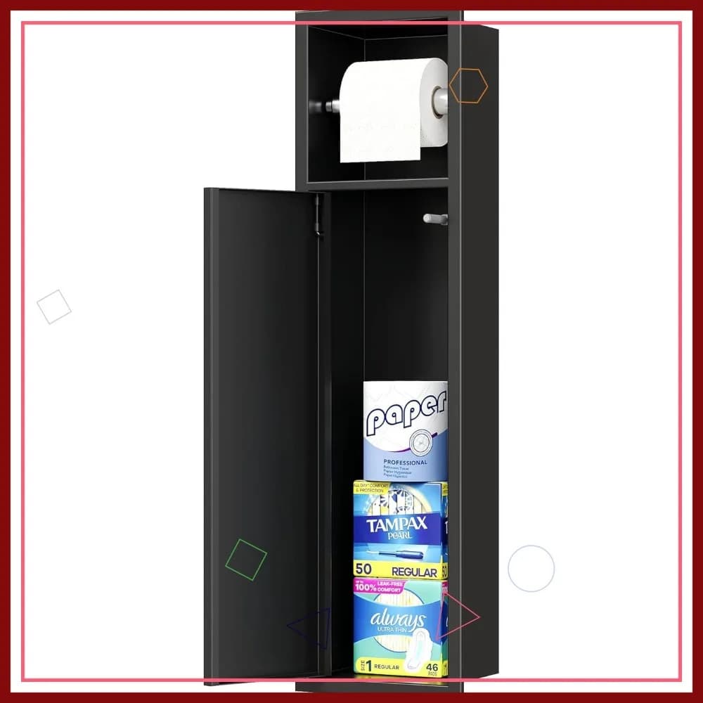 Portarotolo da incasso Neodrain nero, dispenser per carta igienica a muro in acciaio inox 304 con vano portaoggetti, nero opaco