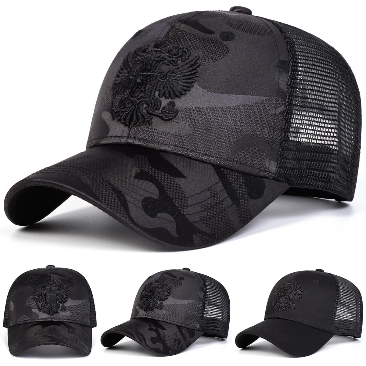 Unisex Double-headed Eagl Embroidery Baseball Net Caps Spring and Summer Outdoor Adjustable Casual Hats Sunscreen Hat Sports Cap