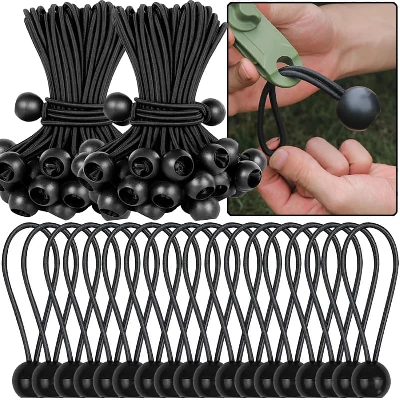Corda elastica con sfere per teloni, tende, tendalini e coperture da campeggio all'aperto, per fissaggio portatile e legatura
