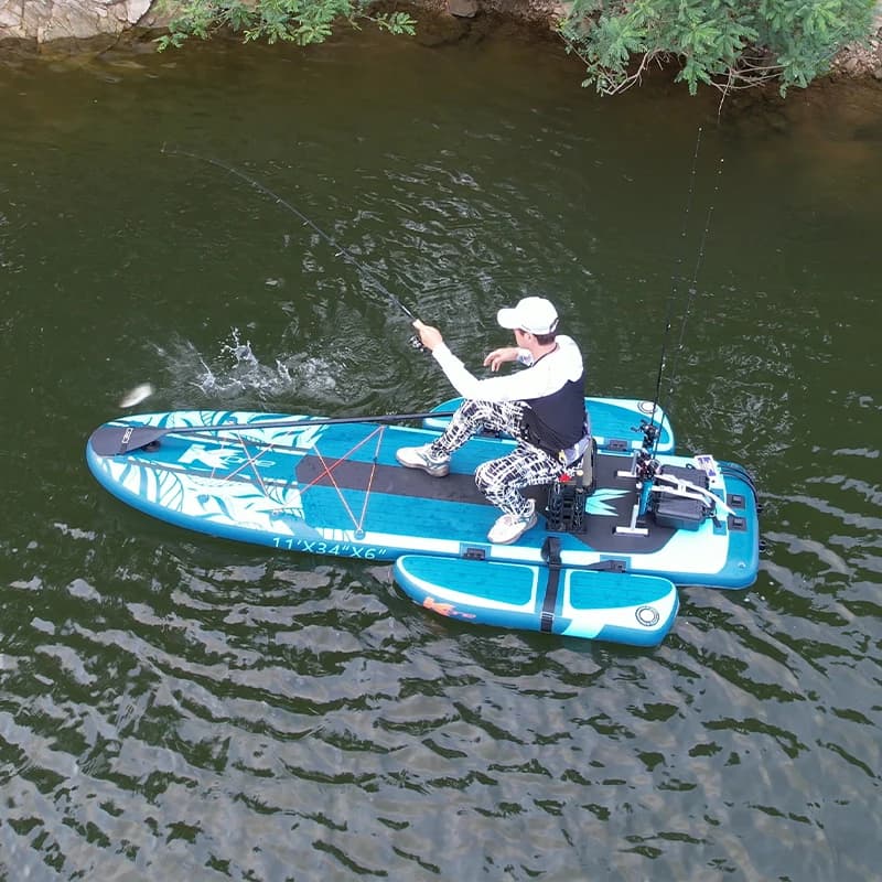 Pesca con due piattaforme galleggianti Kayak gonfiabile pieghevole con accessori per giochi acquatici