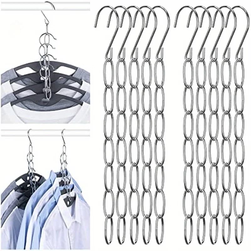 Space Saving Clothes Hanger Chain, Multi Layer Metal Hanger Connector Chain, Closet Organizer Storage Hook Chain for Clothing