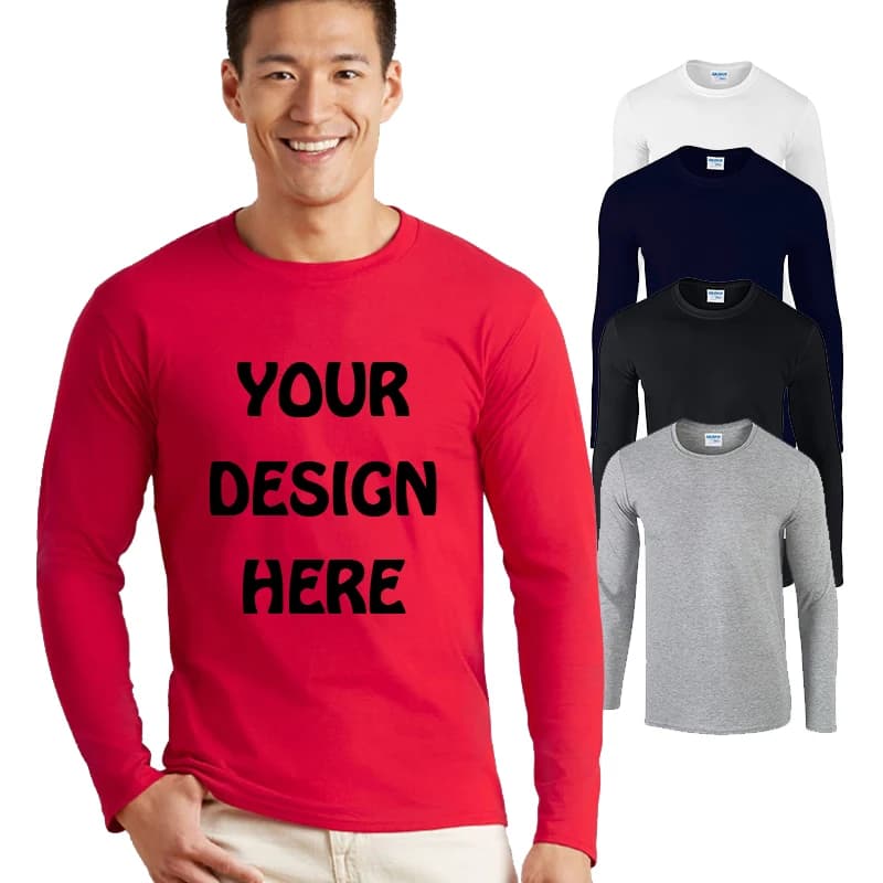 Men's Classic T-Shirt Long Sleeved Customizable 180 g/m2 Text Text Logo Printing Top Customized for Men