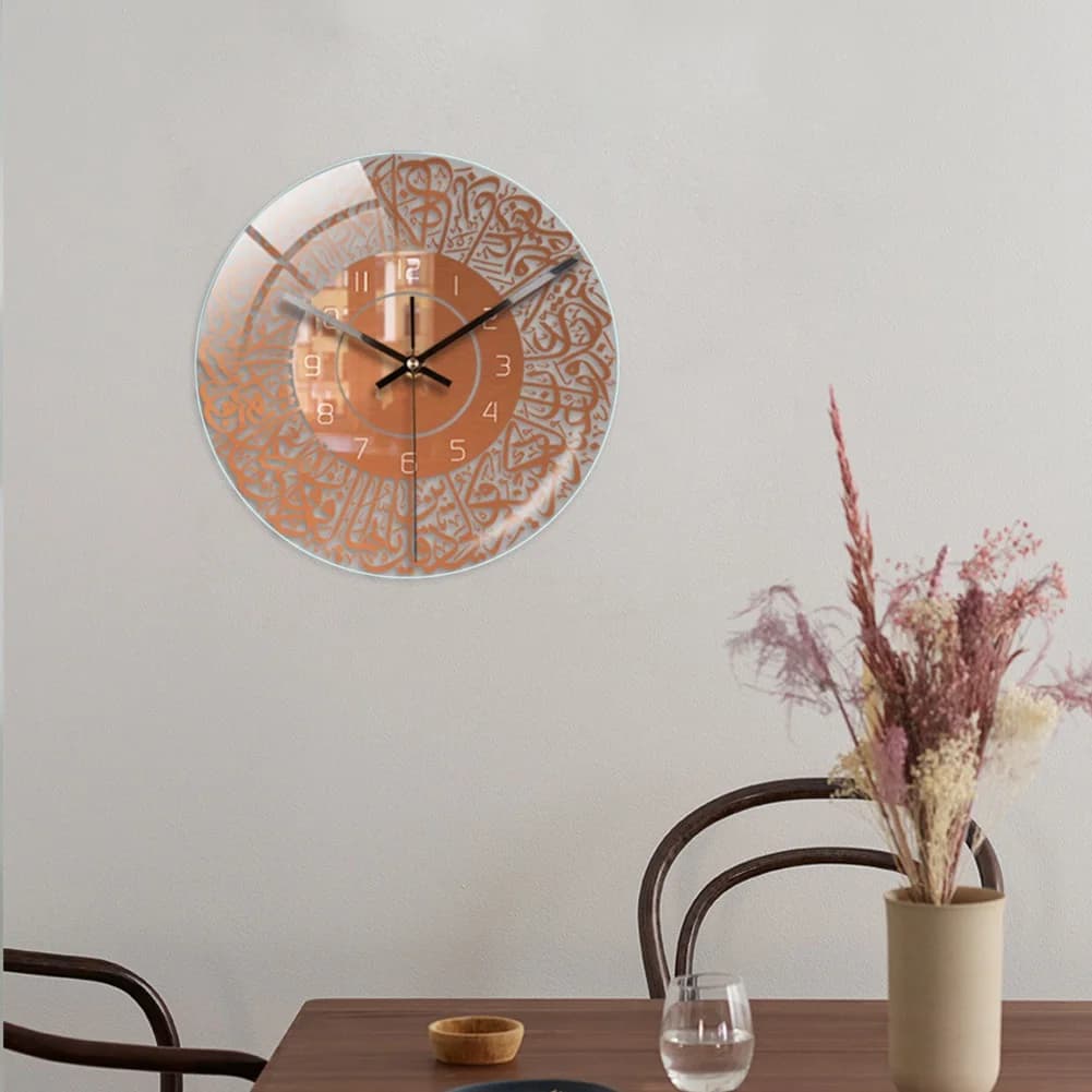 KEKA Islamic Quartz Wall Clock Muslim Pendulum Living Room Decoration Art Wall clock for interior Pendant (Black)