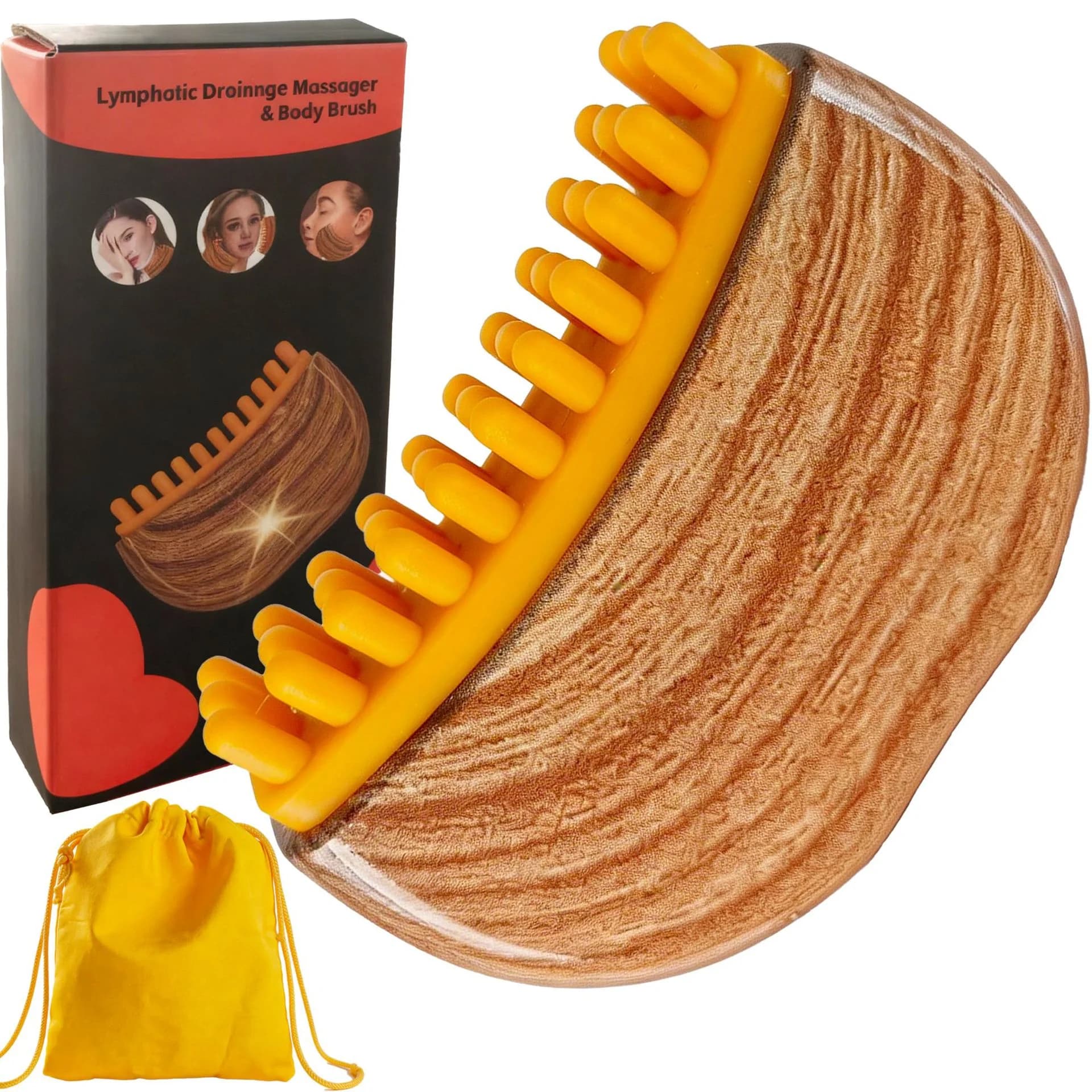 Massaggiatore per Drenaggio Linfatico, Pennello da Trucco da Viaggio con Custodia, Accessorio di Bellezza Ispirato agli Strumenti Gua Sha