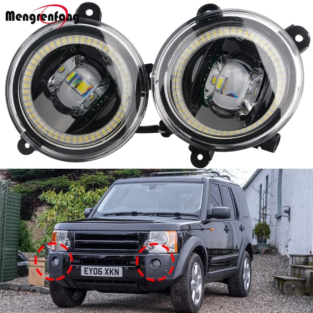 2 X Gruppo fendinebbia anteriori per auto + Angel Eye Daylight DRL per Land Rover Discovery 3 LR3 (L319) 2004 2005 2006 2007 2008 2009