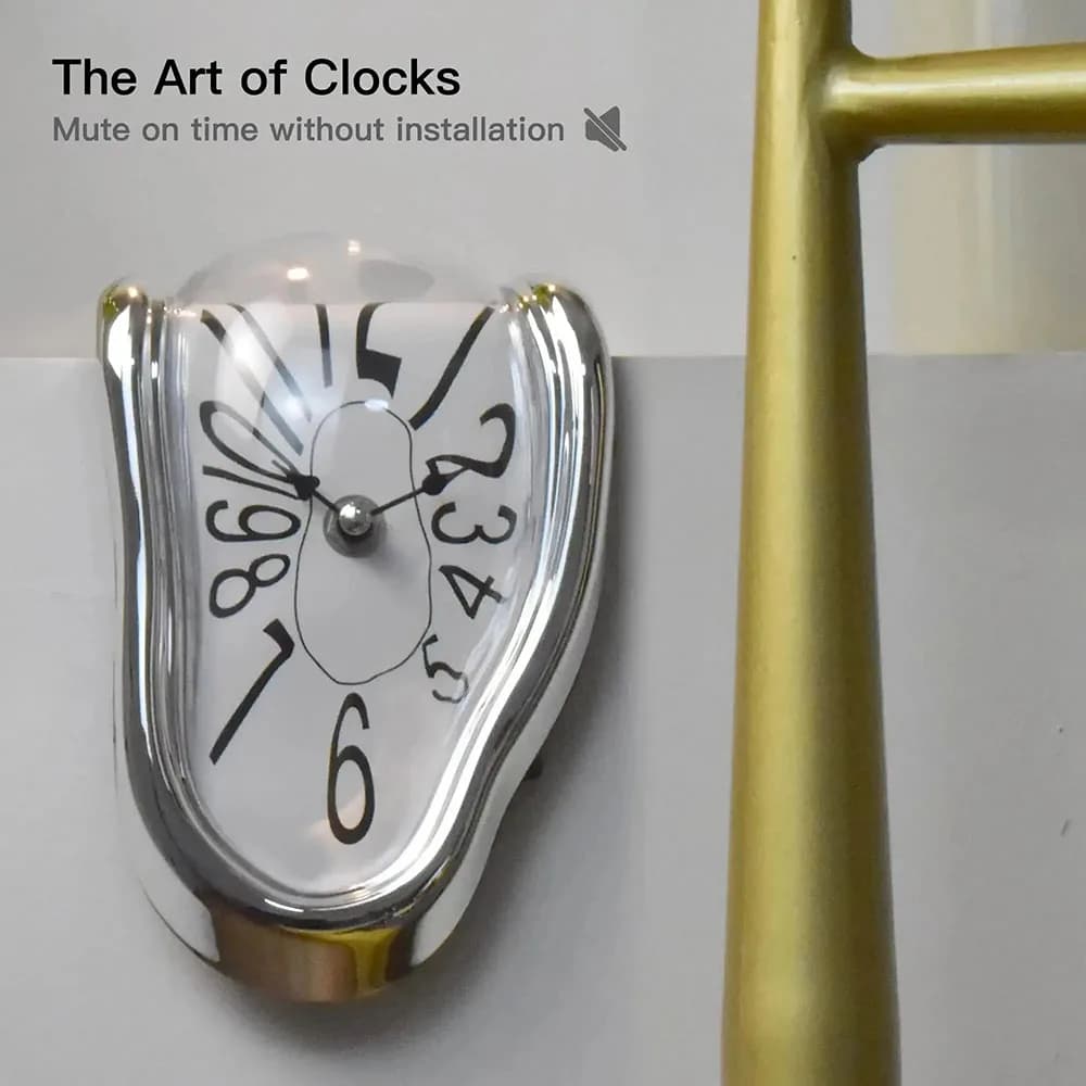 Orologio da fusione intrecciato in argento vintage Orologio da fusione silenzioso ad angolo retto creativo Decorazione Home Office