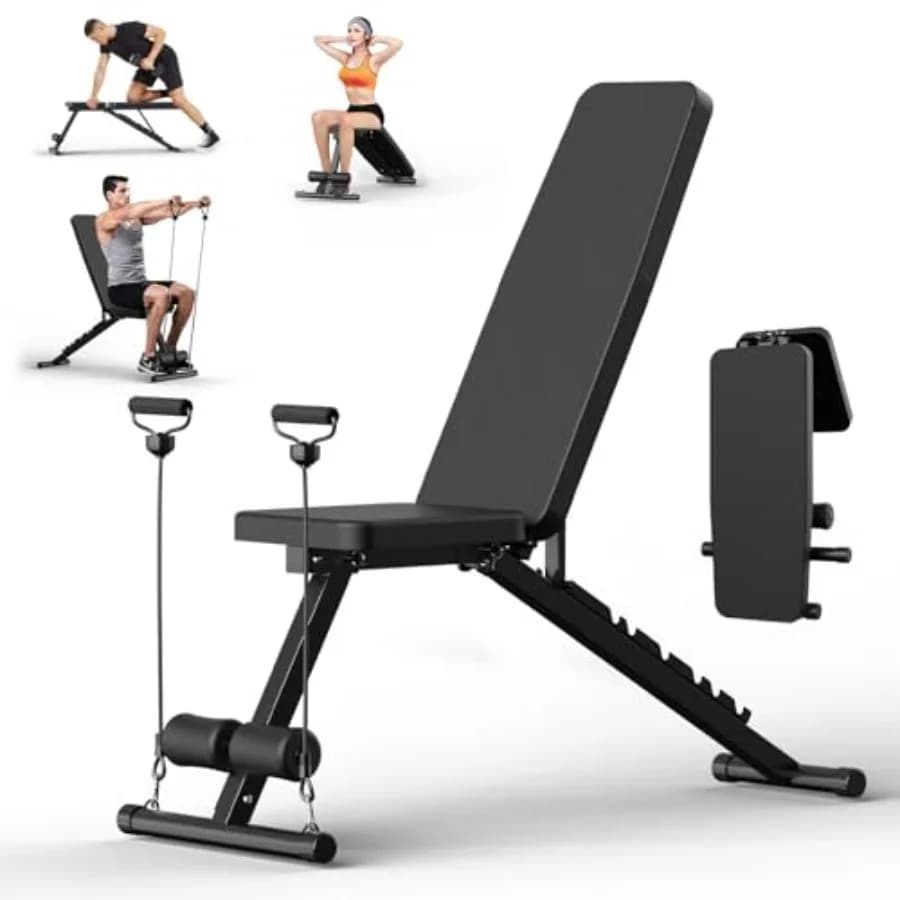 Panca Pesi Regolabile per Palestra Domestica, Esercizi con Manubri, 600 libbre, Stabile, Inclinabile, Declinabile, Piana, per Allenamento Completo del Corpo, Pieghevole