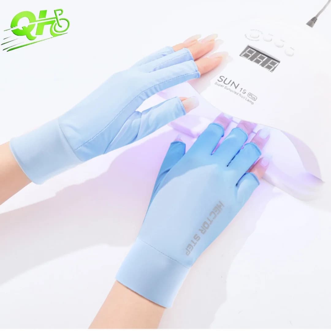 1 paio di guanti per protezione solare per unghie ciclismo nail art gel lampada UV a LED strumento protezione UV anti nero accessori per manicure senza dita