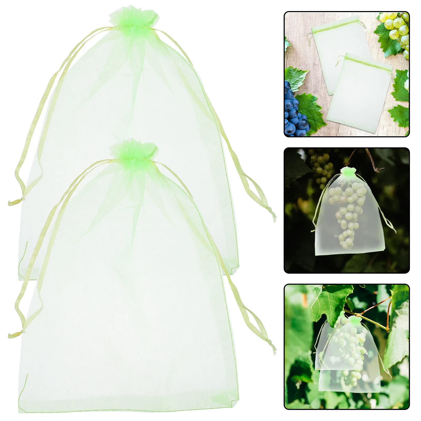 30Pcs Reusable Drawstring Fruit Protection Bags Mesh Vegetable Bags 15x20cm Garden Netting Plant Covers Fruit