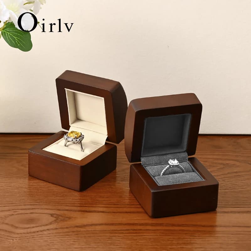 Oirlv Scatola in Legno per Anelli, Contenitore per Gioielli, Organizzatore di Gioielli per Donne, Regalo per Matrimonio e Fidanzamento