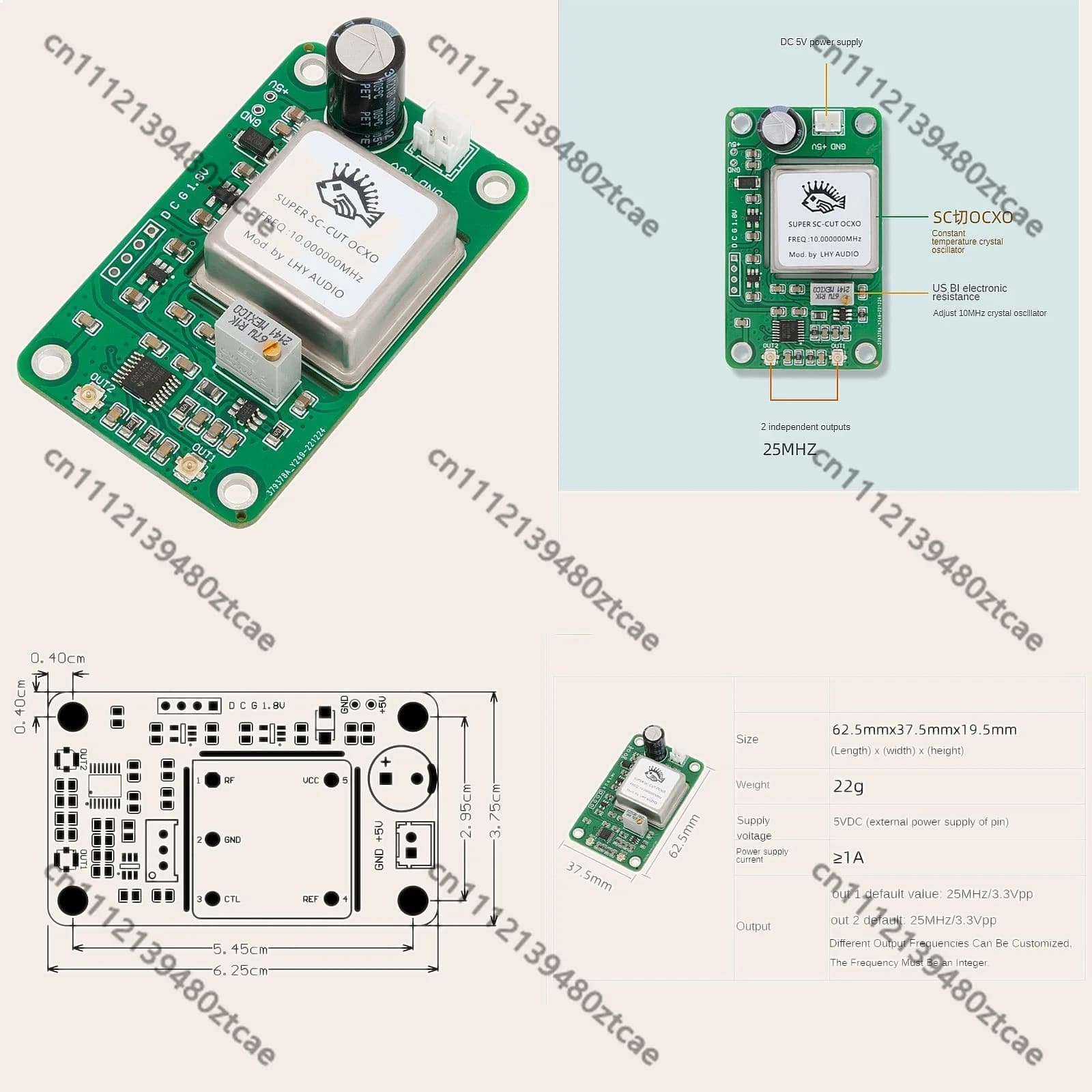 10MHz-160MHz Frequency Upgrade SC Cut OCXO Thermostatic Crystal Clock Board Dual Output