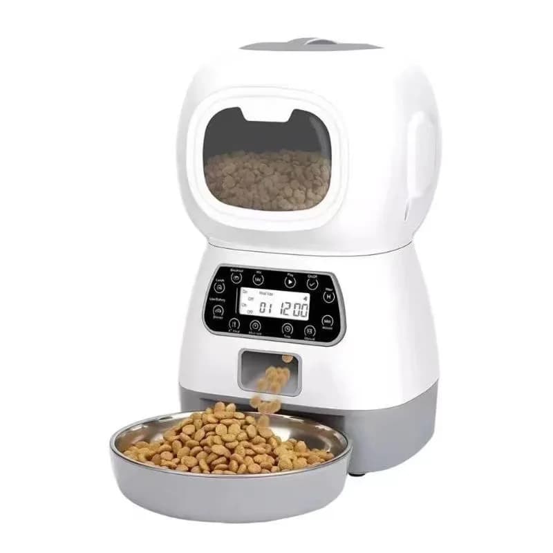 Timer automatico per mangiatoia per gatti per animali domestici Dispenser per alimenti per gatti con registrazione intelligente da 3,5 litri con ciotola in acciaio inossidabile Contenitore per alimenti per gatti Forniture per animali domestici
