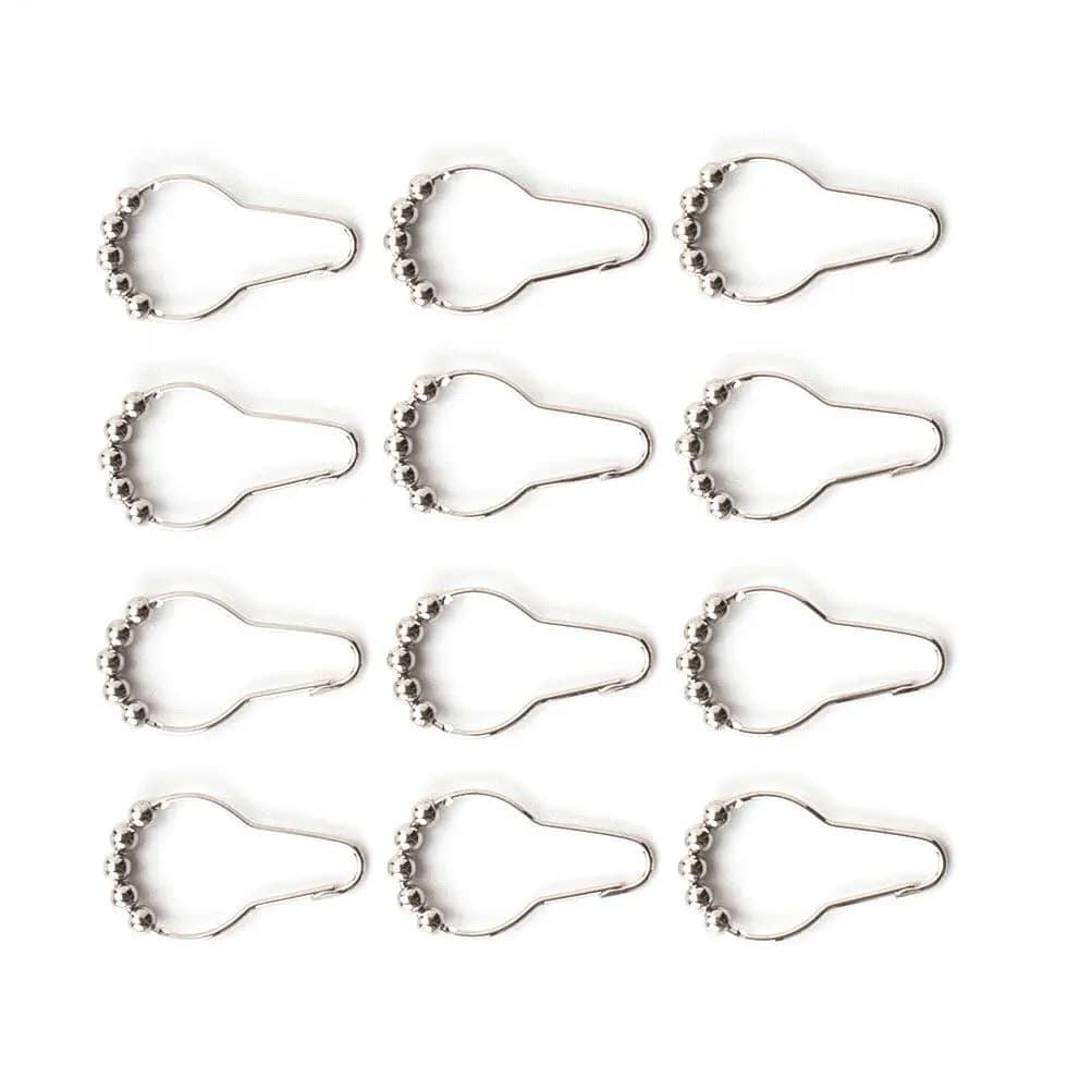 Ganci per Tenda Doccia in Acciaio Inox Bianchi con Sfere Scorrevoli, Antiruggine, Accessori Decorativi per Bagno