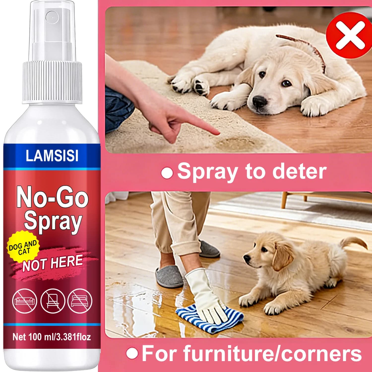 Spray deterrente per cani e gatti | Detergente Profumato da 100ml per Segnare Zone Senza Animali Domestici, Proteggere i Mobili e Aiutare nel Addestramento alla Toilette