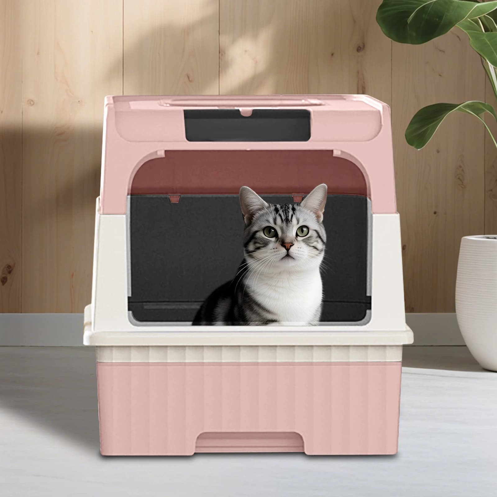 Lettiera per Gatti Convertibile, Chiusa o con Parte Superiore Aperta, Controllo degli Odori, Facile Accesso per Tutti i Gatti