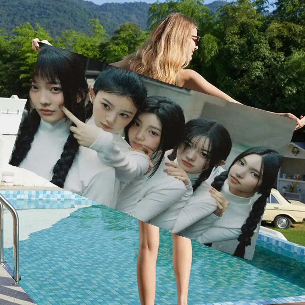 Popolare Kpop Group I-IllitS Grandi asciugamani da spiaggia in microfibra Asciugamano ad asciugatura rapida Asciugamani da spiaggia con sabbia Asciugamano da piscina per viaggi Nuoto Piscina Yoga