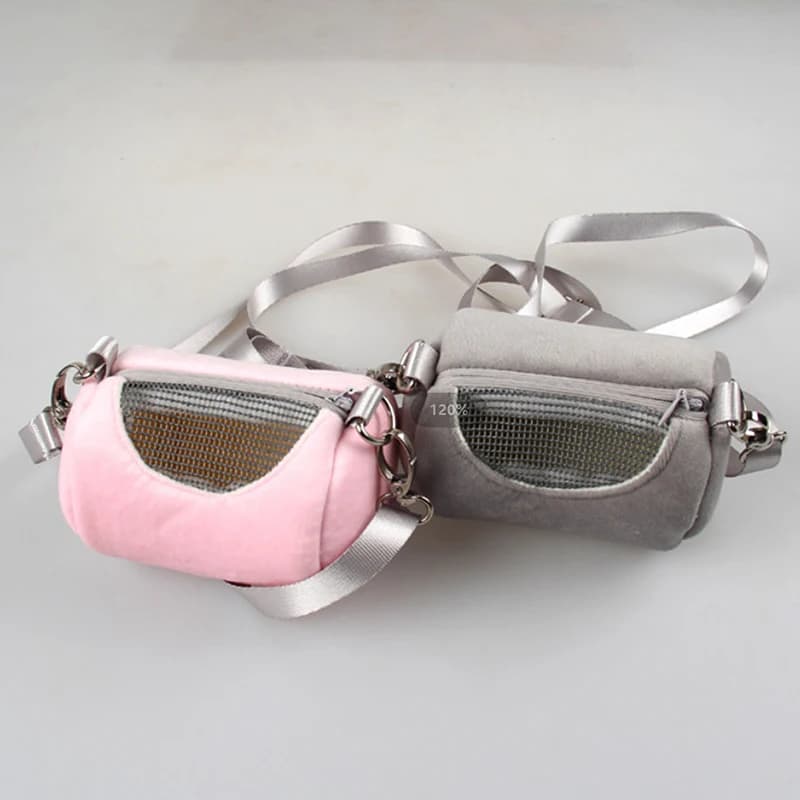 Hamster Carrier Bags Cross Body Bag Cylinder Design Practical House Travel Portable Squirrel Visible Mesh Pet Cage.