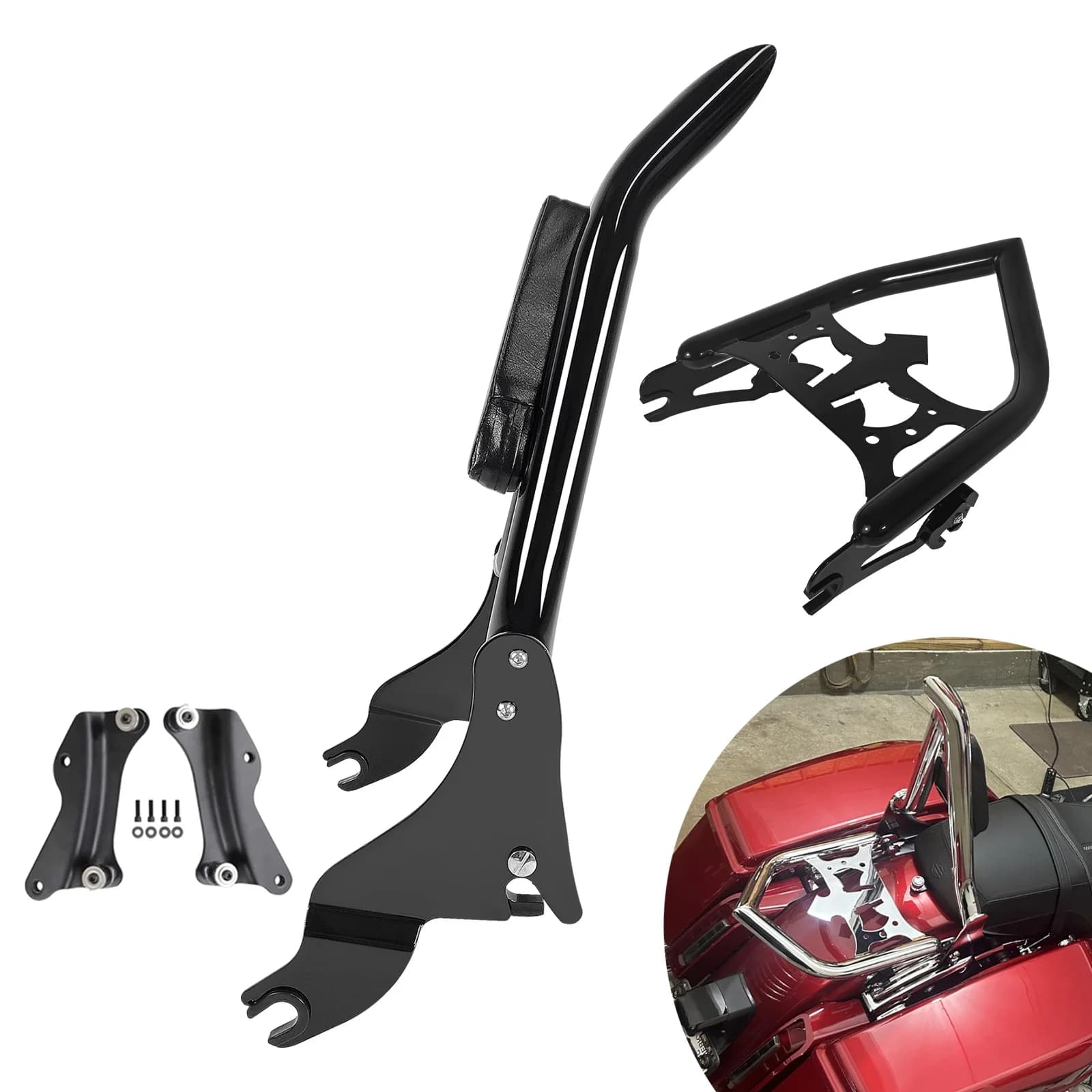 Schienale Posteriore Rimovibile per Moto e Portapacchi per Harley Road King Street Glide Ultra Limited 09-26