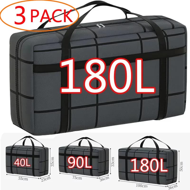 3/1pcs Enorme Durevole 180L Borse per traslochi 40L 90L Grande Borsa di stoccaggio per carichi pesanti Zaino da viaggio Cinghia Maniglie robuste Cerniere Grandi Totes