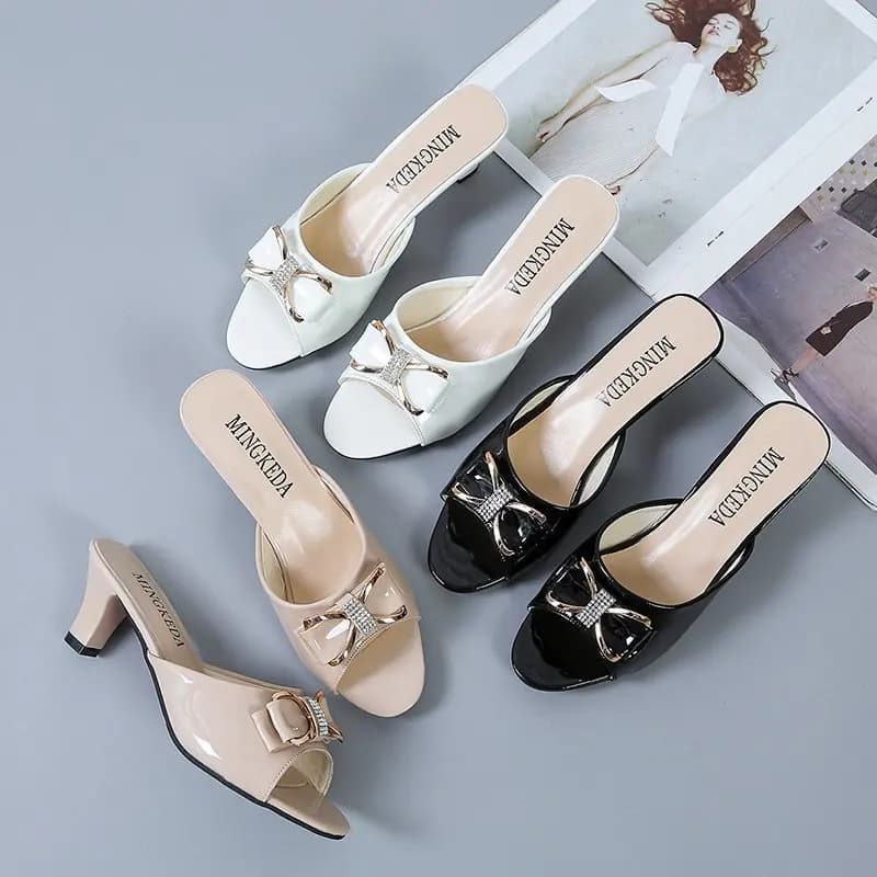 Summer Shoes 2023 Women's size Big with knots, Small and Medium heel, Versatile slippers