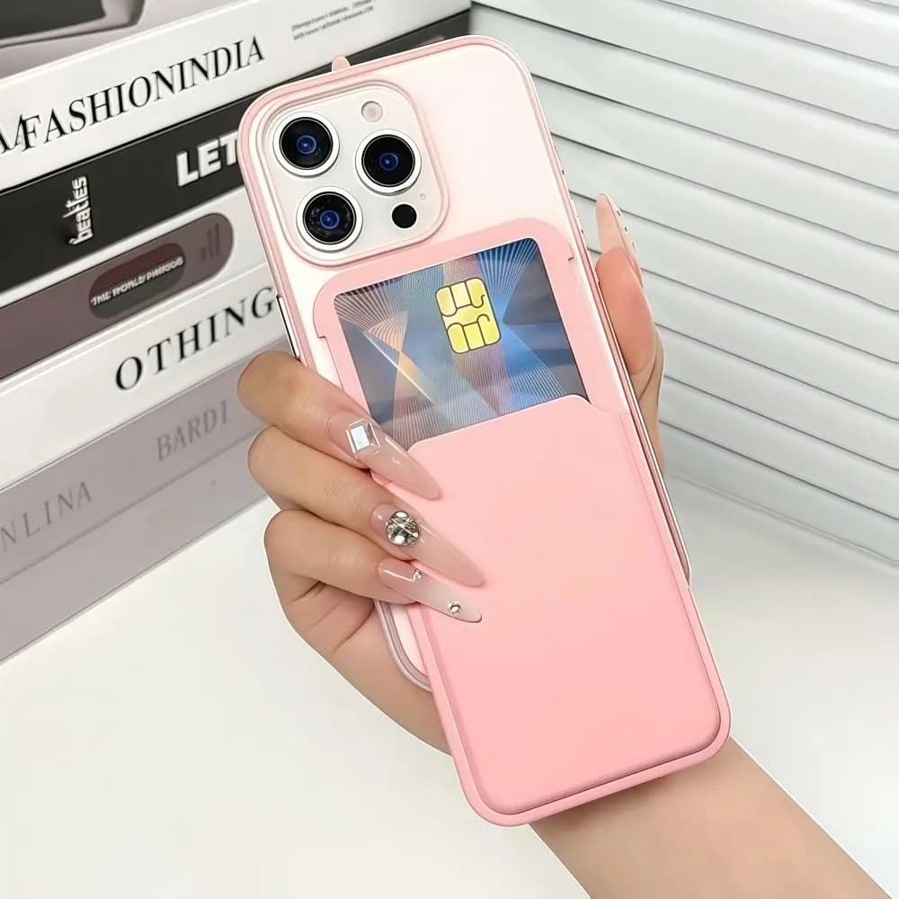 Scratch-resistant For MagSafe Wallet Transparent Simple Phone Magnetic Card Holder Solid Color for iPhone 17 16 15 14 13 12 11