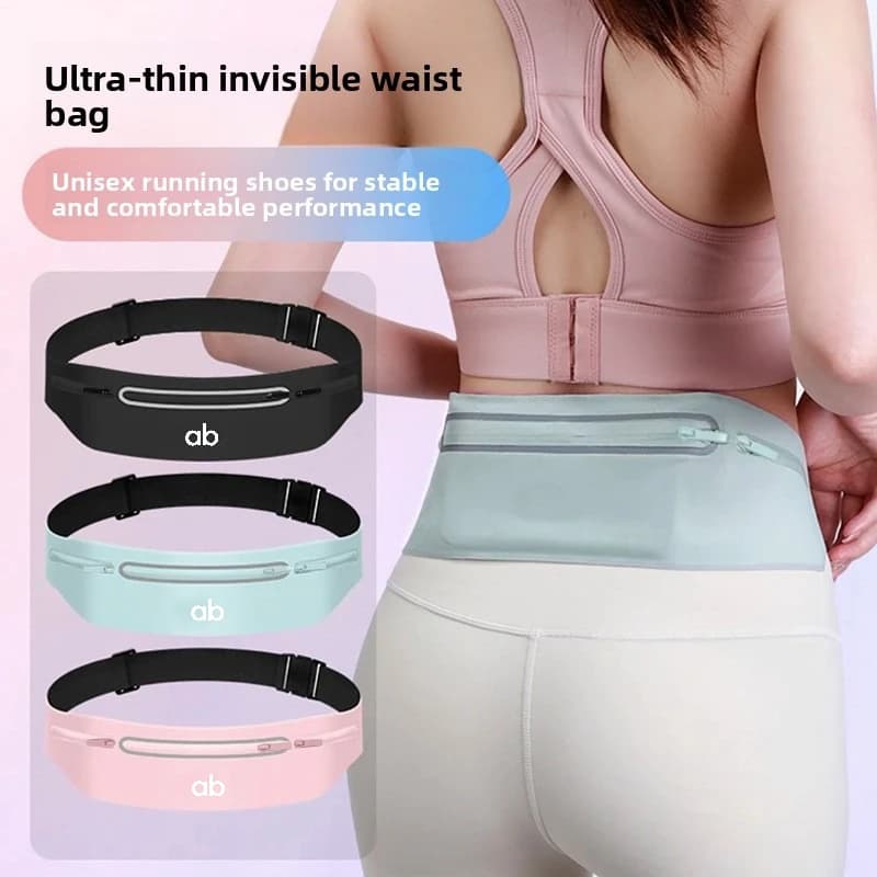 Unisex Waterproof Hidden Running Waist Bag Multi-Purpose Phone Pouch Close-Fit Belt Bag Travel Gym Marathon Sports Fanny Pack