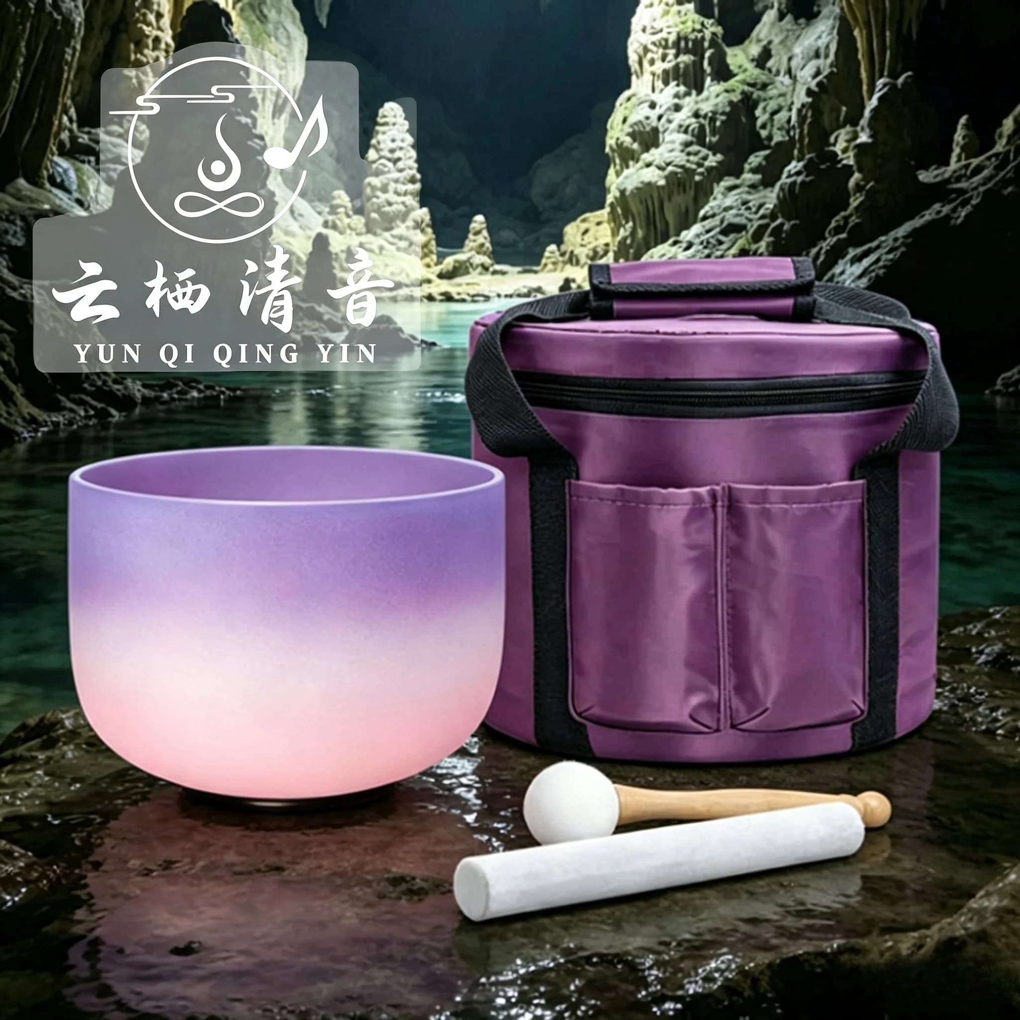 YUN QI QING YIN Thickened Zippered Carrying Bag For Crystal Singing Bowl Portable Storage Bag For Meditation Sound Therapist