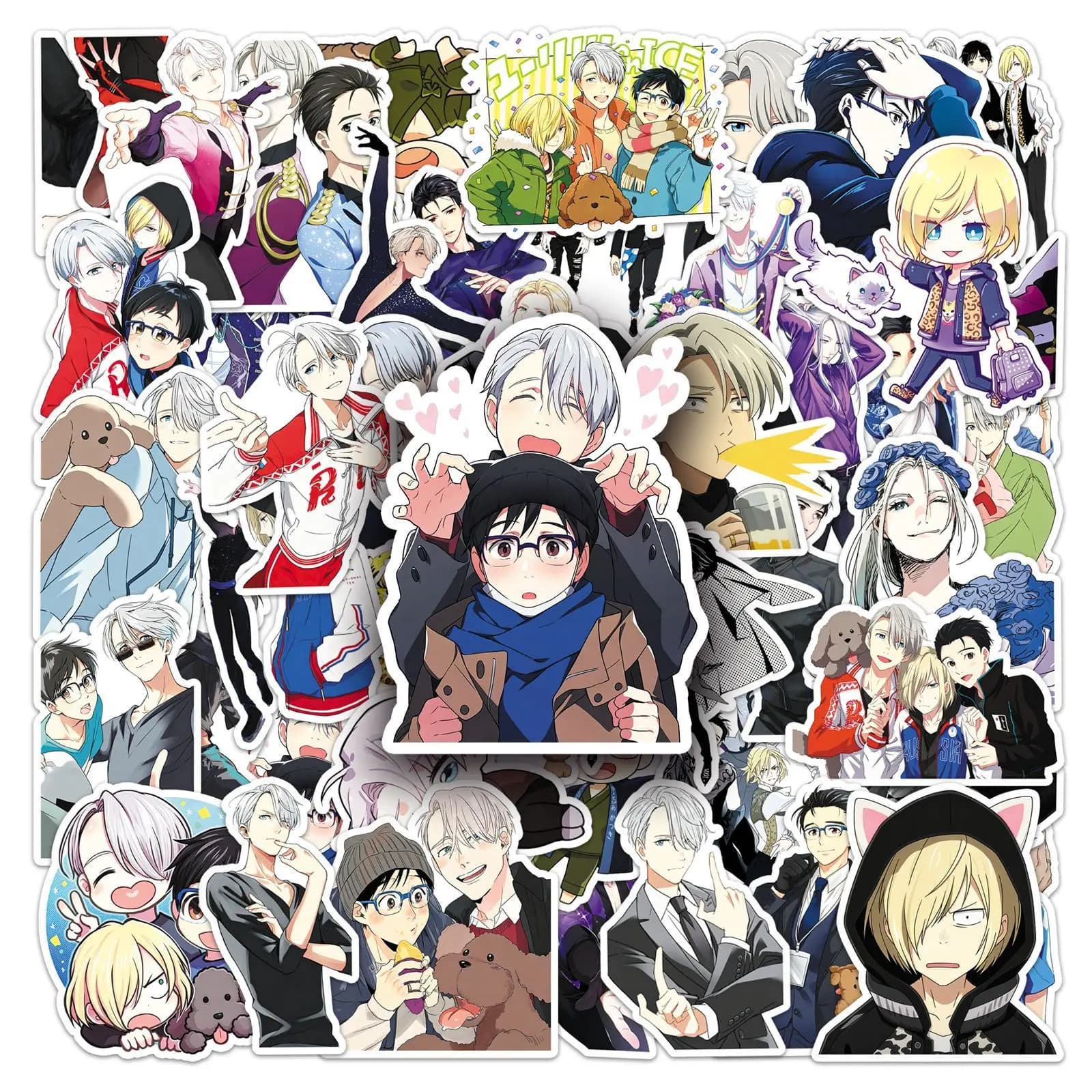 50PCS Super Popular Yuri on Ice Anime Stickers Cartoon PVC Decals Toys DIY Waterproof Skateboard Luggage Phone Fridge Gifts