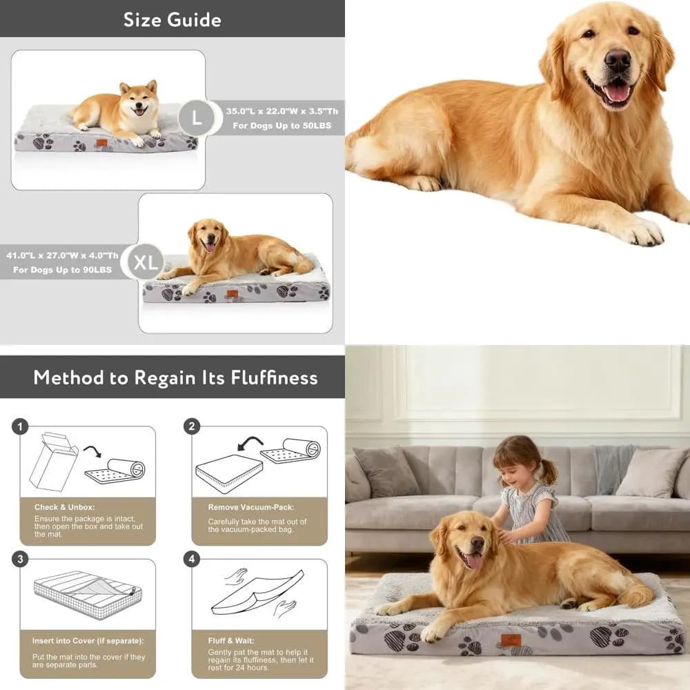 Letto per cani ortopedico ergonomico impermeabile per cani XL - Fodera rimovibile 41x27x4, cuscino in peluche, rosso natalizio