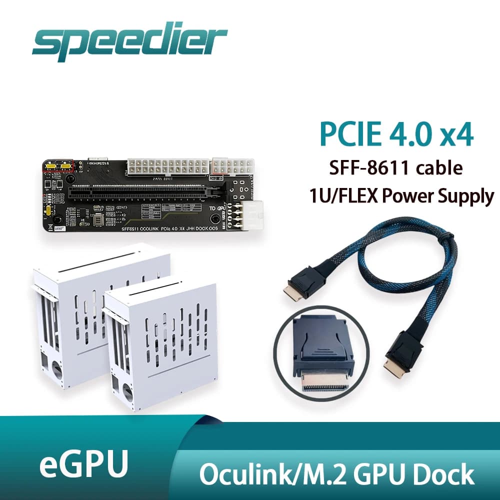 Docking Station eGPU PCIe 4.0 X4 Oculink / M.2 con Case e Cavo Dati SFF-8611 per Espansione GPU Esterna per Laptop e Dispositivi Portatili