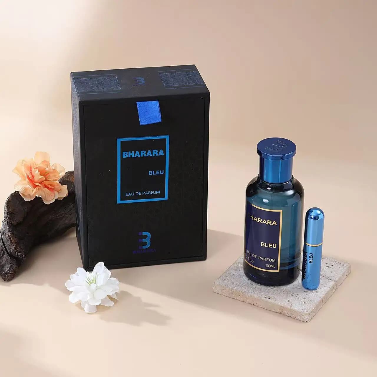 Bharara Bleu Eau de Parfum Gift Set: 100ml bottle and Travel Spray, Water Fragrance Refreshing for Men