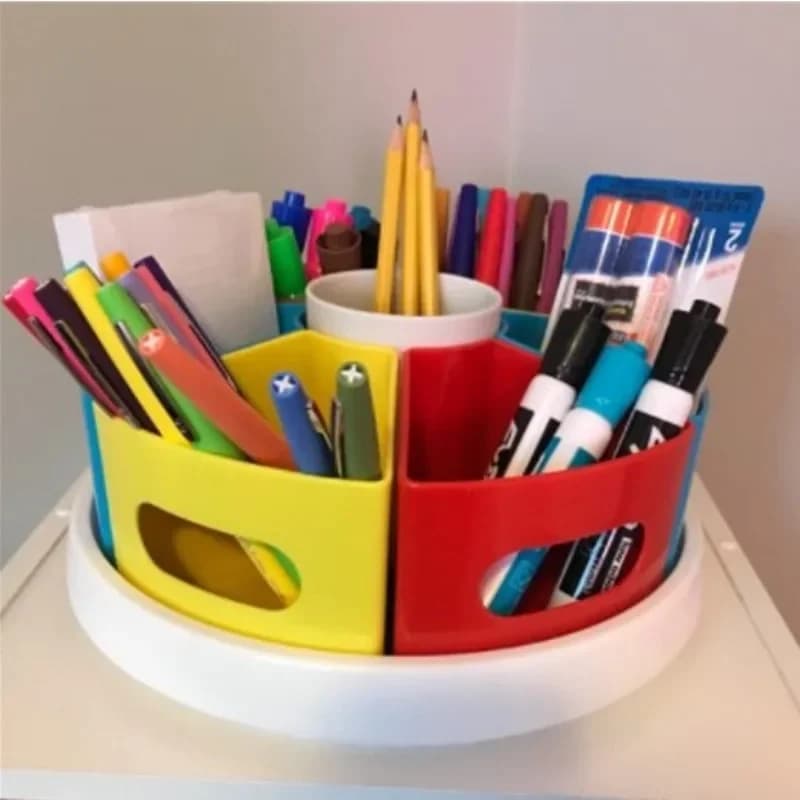 Scatola portaoggetti da 12 pollici a 9 griglie 360 ° Portapenne combinato girevole per studenti, casa, ufficio, scrivania, portaoggetti, organizer per pennelli per trucco