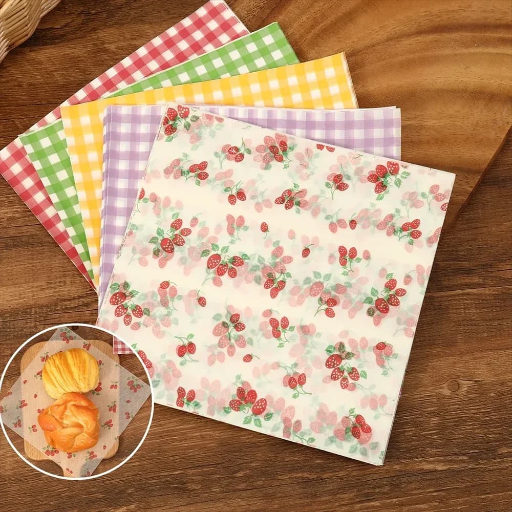 50Pcs Oilproof Wrapping Paper for Bread Sandwich Burger Fries, Food-grade Wax Paper Baking Tools Kitchen Gadgets For Party Gift