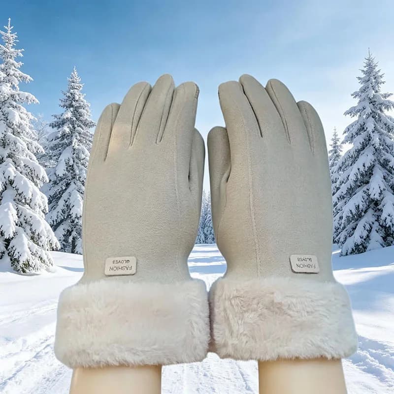 Hot Women Winter Thick Plush Gloves Fashion Warm Suede Outdoor Guantes Lady Touchscreen Driving Gloves Sports Cycling Mittens