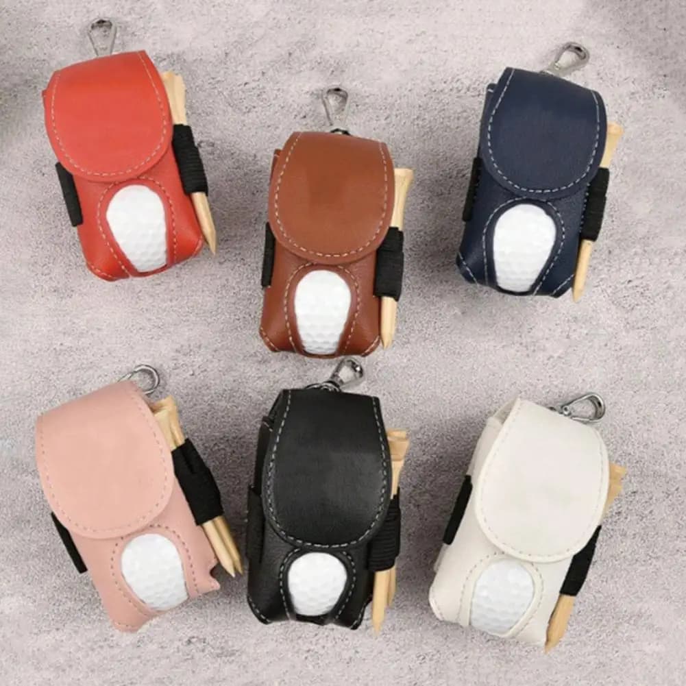 Borsa Portaoggetti in Pelle per Accessori da Golf, Porta Palline da Golf da Cintura, Contenitore per Palline, Sacchetto Porta Palline da Golf