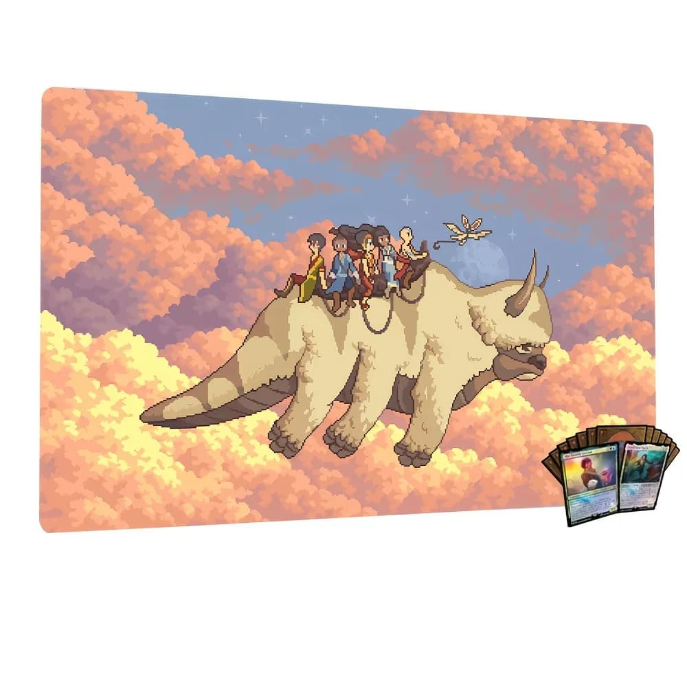 Tappetino da gioco Pixel Anime Creature, accessorio da scrivania per giochi di carte MTG YGO, cucito e antiscivolo