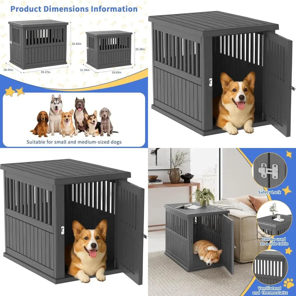 Gabbia per Cani Robusta e Chiudibile, Elegante Cuccia da Interno, Ideale per Cani di Piccola e Media Taglia, Facile da Montare e Pulire, Nera