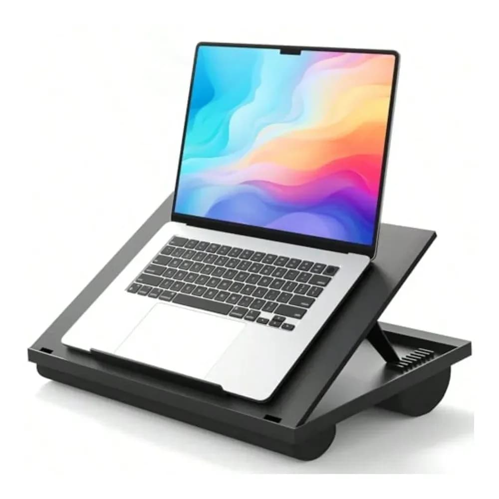 Supporto portatile da scrivania per laptop fino a 15,6 pollici, regolabile con 8 angolazioni, scrivania da divano per adulti con doppio cuscino.