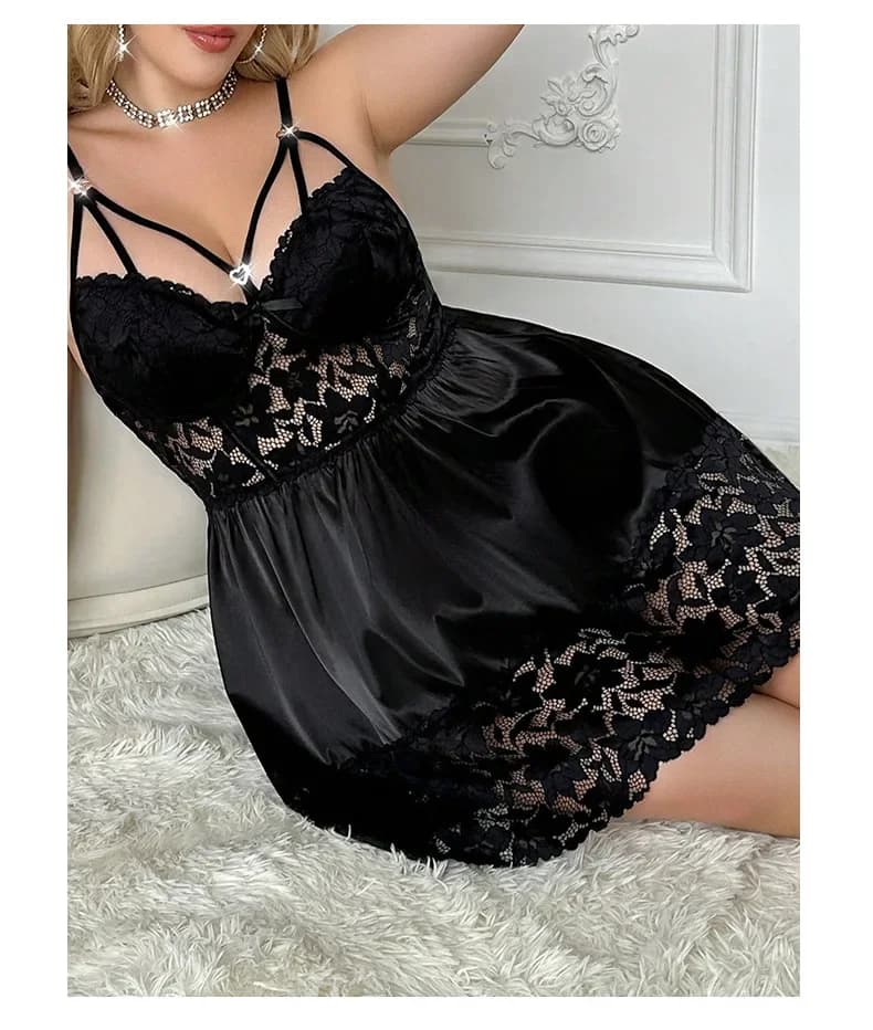 Breve sexy profondo scollo a V indumenti da notte camicia da notte da donna abito ricamato moda pigiama raso notte indumenti da notte reggicalze lingerie