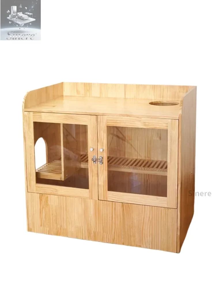 Mohan WC per gatti in legno massello abinet chiuso toilette per animali domestici lettiera deodorante antispruzzo tcfurniture